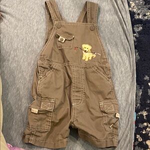 Le Top Brown Overalls with Embroidered Dog